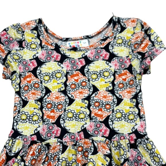 DotDotSmile Girls Size 3/4 Day Of The Dead Floral Dress Halloween Skull Print - Picture 4 of 6